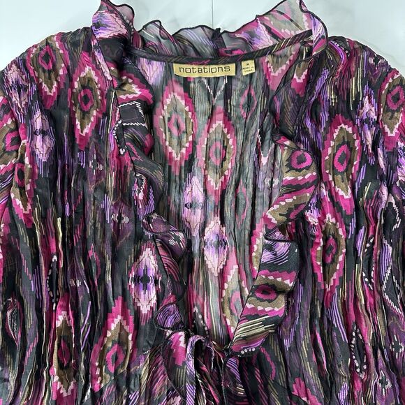 Notations 2 Piece Sheer Ruffle Tie Front Top Sz M Y2K Indie Festival Artsy Vtg - Picture 16 of 16